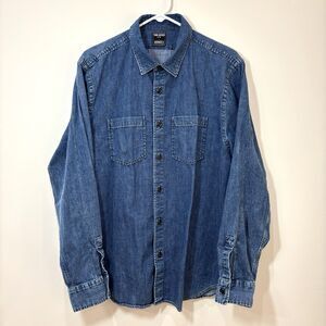 Todd Snyder Albiate Shirt Men XL Italian Denim Button Up Indigo Blue Overshirt